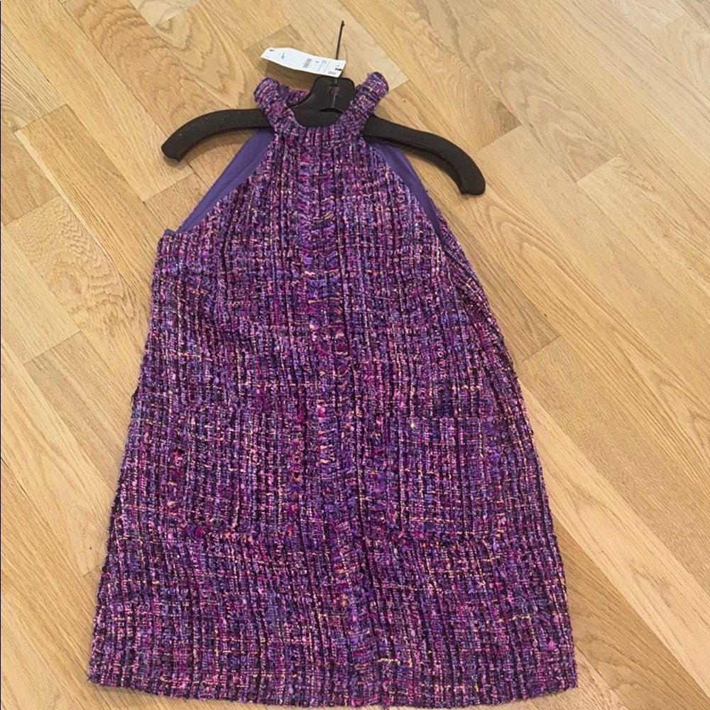 Purple and Pink Tweed Halter Dress